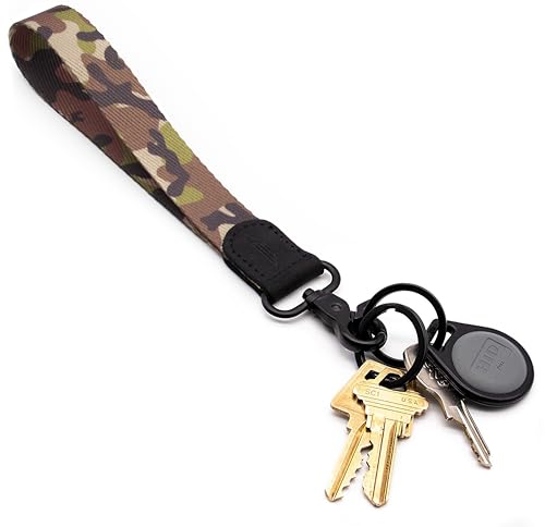 Image of POCKT Keychain Wristlet for Women and Men, Cute Wrist Lanyard for Keys, Short Key Chain Strap for Car Keys, Wallet, ID Badge & Phone | Camo