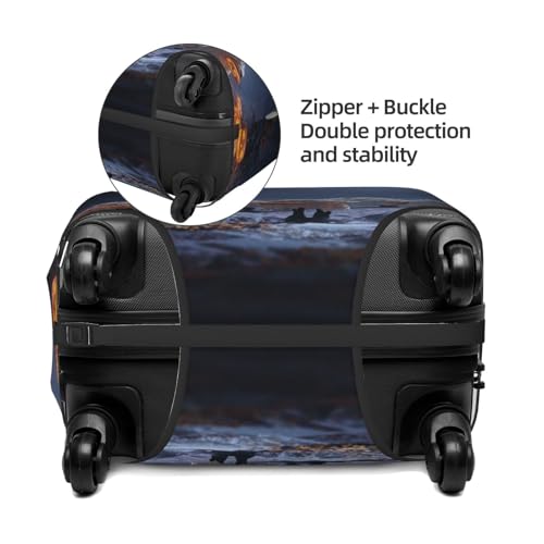 Cute Ghosts Carrying Halloween Pumpkins Elastic Travel Luggage Covers Dustproof Scratch-Resistant Suitcase Protector Fit 22-24 Inch2