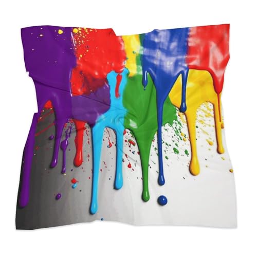 18" Silk Head Scarf Paint Splatter Backdrop Silk Scarf for Women Men Hair Scarves Bandanas Small Square Scarfs3