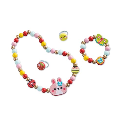Janod, 4 Flower Garden Wooden Jewelry to Create, First Jewelry Workshops, DIY Jewelry Making, Child Craft Kit - Image 2