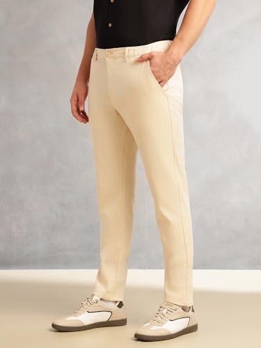 Image of Thomas Scott Men's | Straight Fit | Mid-Rise | Solid | 4 Pockets | Woven | Chinos Trouser