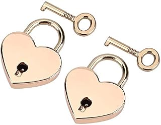 2 Sets Heart Shaped Padlock, Small Vintage Lock Heart, Rose Gold Padlock & Key Metal Lock for Luggage Diary Book Jewelry Box