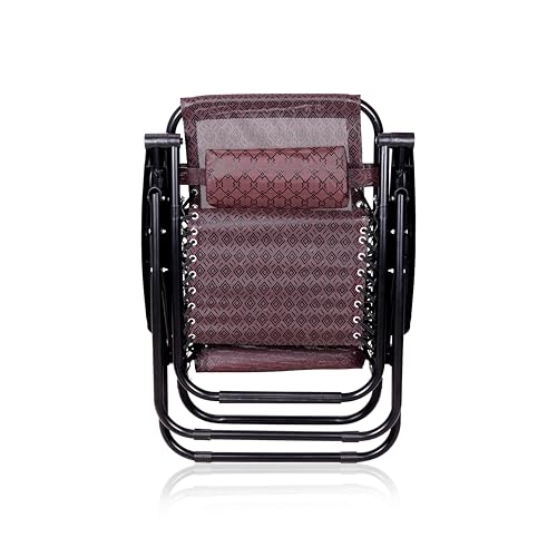 Image of STAR WORK Stainless Steel Zero Gravity Chair, Lawn Chair Recliner Lounge, Portable Camping Folding Beach Chair with Removable Pillow (Maroon Texture)