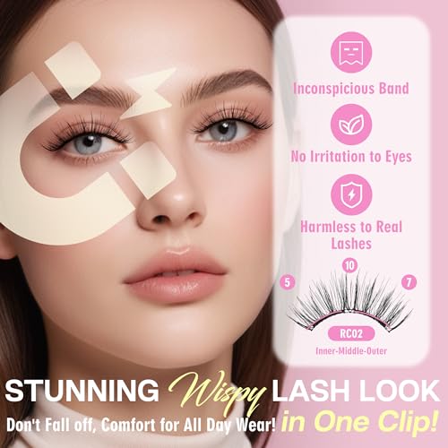 Image of CALAILIS Magnetic Eyelashes with Applicator Soft Magnetic Lashes Natural Look Reusable Magnetic Eyelashes without Eyeliner No Glue Needed Soft Eyelashes Magnetic Lashes for All Day Comfort (RC02)