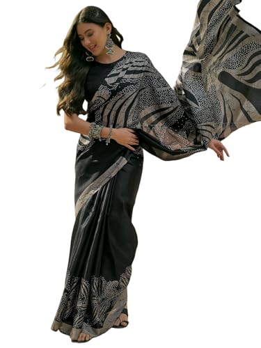 Image of SIRIL Women's Cotton Printed Saree With Unstitched Blouse Piece