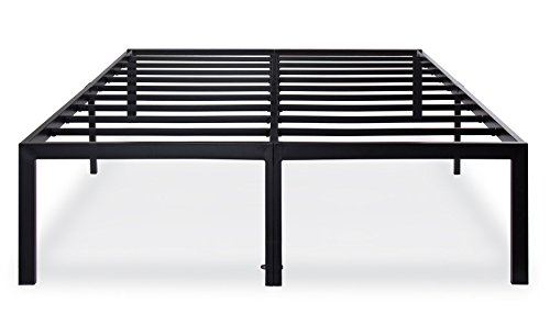 Image of Olee Sleep 18 Inch Heavy Duty Steel Slat Anti-Slip Support, Easy Assembly Platform Bed Frame, Noise Free Steel Mattress Foundation, Maximum Storage, No Box Spring Needed, Black, Cal King Size