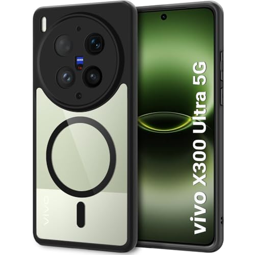 Image of TheGiftKart Hybrid Shockproof Back Cover Case for Vivo X300 Ultra 5G Compatible with MagSafe | Hard Back Cover for Vivo X300 Ultra 5G (PC & TPU, Transparent Clear Back, Black Sides)