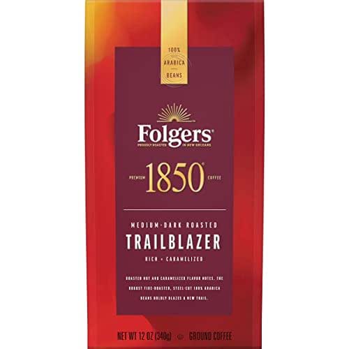 1850 by Folgers Trailblazer Medium Dark Roast Ground Coffee, 12