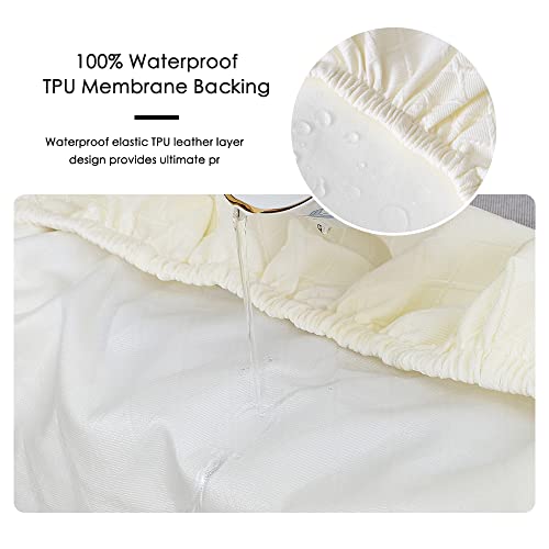 Forcheer Waterproof Seat Covers For Dinning Room Chairs Set Of 6,Jacquard Stretch Dining Chair Slipcover Kitchen Chair Covers Washable, Ivory #TOP3