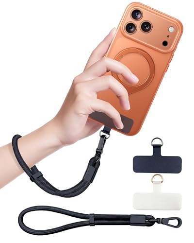 KuakeCase Phone Lanyard Phone Wrist Strap for Cellphone Case Adjustable Anti Theft Cell Phone Strap with 2 Tether Tabs for All Smartphones Skin-Friendly & Universal Wrist lanyard Black