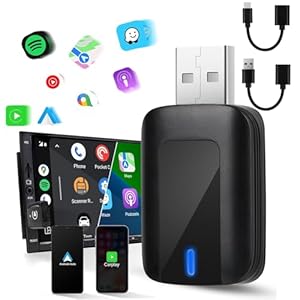 Draadloze Carplay Adapter & Android Auto Adapter, 2 in 1 ZDraadloze CarPlay Dongle Converteert Bekabeld Naar Draadloos, Plug & Play, Ondersteunt iOS 10+ & Android 11+