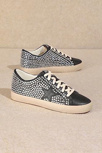 Mi.iM Joann Rubber Sole Lace-up Rhinestone Suede Star Sneakers2