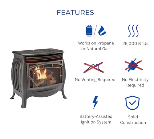 Duluth Forge Dual Fuel Ventless Gas Stove - Model FDSR25, Matte Finish, Remote Control - Image 4