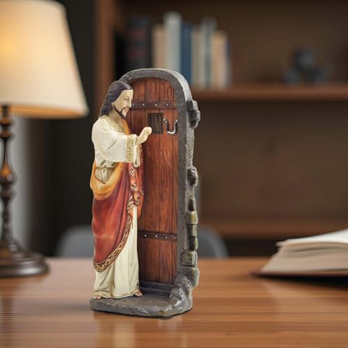 Estatua Jesús llamando a la puerta 5.12 pulg resina miniatura 4