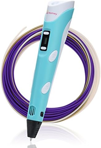 Hot Homey 3D Pen with LCD Screen - 3D Printing and Drawing Pen with 3 Non-Toxic PLA Filament + 40 Page 3D Stencil - Arts Book + Pen Holder + Bonus Finger Protector - Perfect Gift for Kids and Adults