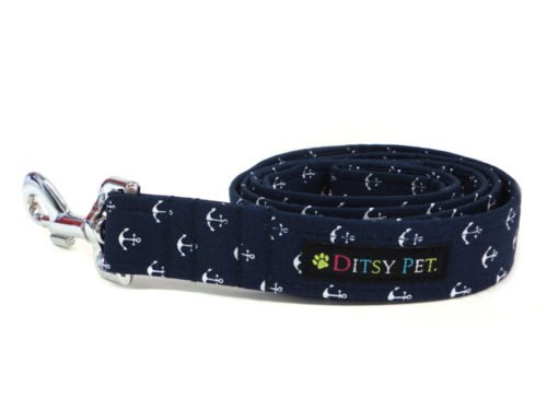 Ditsy Pet. Navy Anchor Lead L/XL