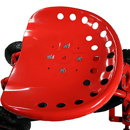 Sunnydaze Garden Cart Rolling Scooter - Features Extendable Steer Handle, Swivel Seat And Utility Tool Tray - Red #TOP4