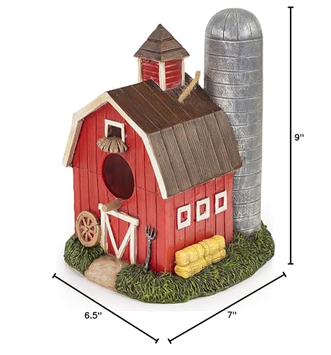 VP Home Hanging Bird Houses for Outside Hand-Painted Bird Houses for Outdoors Decorative Birdhouses (Red Barn) Solid Made for Bluebirds Sparrows Chickadees and Purple Martins