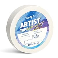 JusArt Künstlerklebeband für Aquarellpapier, 2,5 cm breit, 61 m lang, weißes Klebeband zum Abkleben, Einrahmen und Malen, säurefrei, schwach klebend