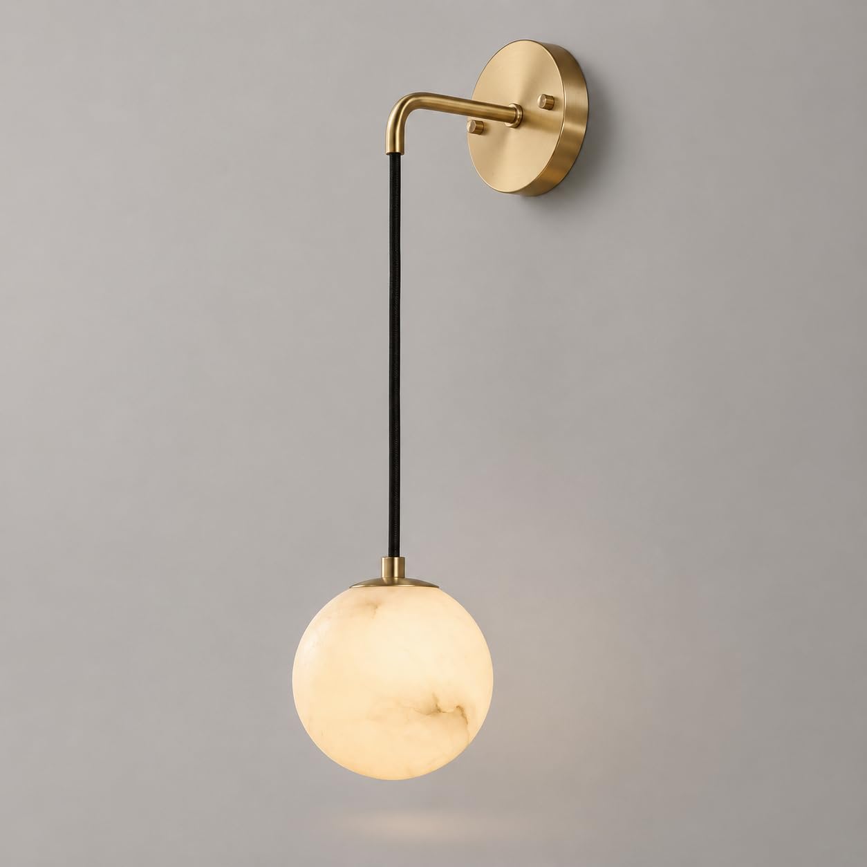 Yvamnad Style A Alabaster Marble Wall Sconce With White Marble Stone Shade Sconce Lighting Marble Wall Lighting With 3000K Led Unique Patterned Marble Wall Lamp, Hardwired Wall Lights For Vanity Hallway Living Room