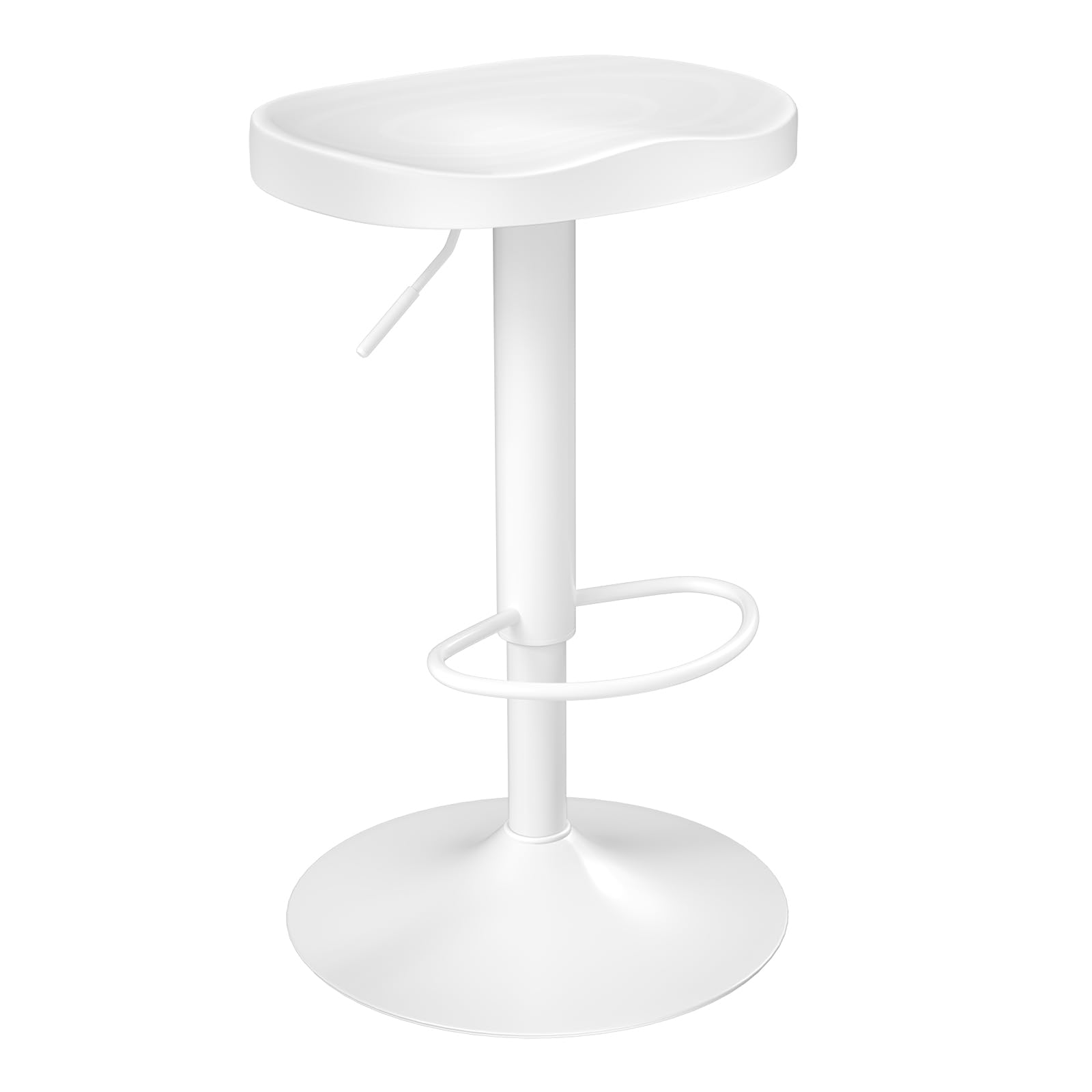 WOLTU Taburete de Cocina, Taburete de Bar sin Respaldo, Sillín Giratorio con Reposapiés, Taburete Ergonomico Tocador, Silla Altura Regulable, Asiento de Madera, Base Metalico, Blanco, BH413ws-1 The Forest Stewardship Council