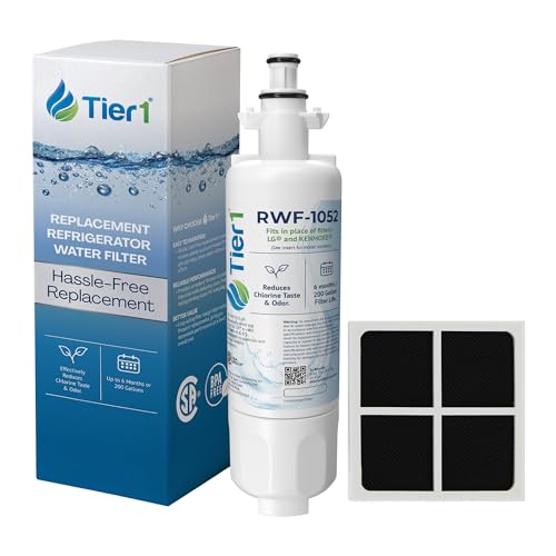 Tier1 RWF1052 ADQ36006101 Refrigerator Water & Air Filter Combo | Replacement for LG LT700P & Kenmore 9690 Fridge Filter - Lasts up to 6 Months | Easy Install | Odor Control | Great Tasting Water