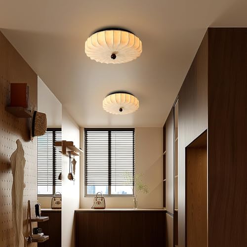 Plafonnier tissu wabi-sabi beige de Ø50cm dimmable avec télécommande