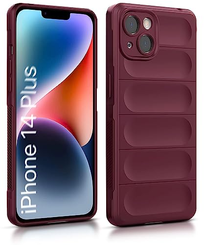 Image of WOW IMAGINE Ultimate Silicon Back Cover Case for Apple iPhone 14 Plus | Military Grade Drop Protection Shockproof Bumper | Anti-Slip Grip | Scratch Proof Micro-Fibre Cloth Inside (Crimson Red)