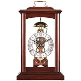 QFQ Reloj de Mesa de Madera Maciza con Movimiento mecánico, Sala de Estar, Reloj de Estilo Europeo Creativo, Reloj de pie Decoración hogareña (Color : Chestnut Color (biased Red))