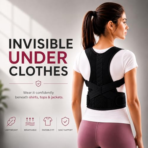 Image of PulGos Posture Corrector Belt for Men & Women | Adjustable Upper Back Brace for Shoulder & Clavicle Support | Back Straightener for Posture Correction & Back Pain Relief | Lightweight & Breathable