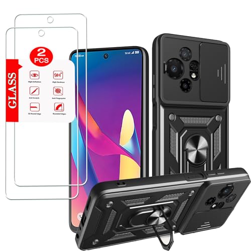 for TCL 50 XL 5G / TCL 60 XE Nxtpaper Case with [2 Pack] Tempered Glass Screen Protector for TCL 50 XL Nxtpaper 5G [Military-Grade] Protective Armorwith Lens Protects Magnetic Kickstand Holder
