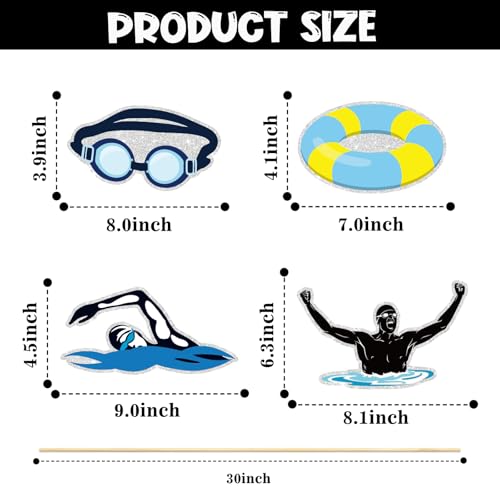 Image of Swimming Party Centerpieces Sticks,Swimming Theme Sports Theme Happy Birthday Table Toppers,Swim Team Party Decorations Supplies Photo Booth Props.Set of 16