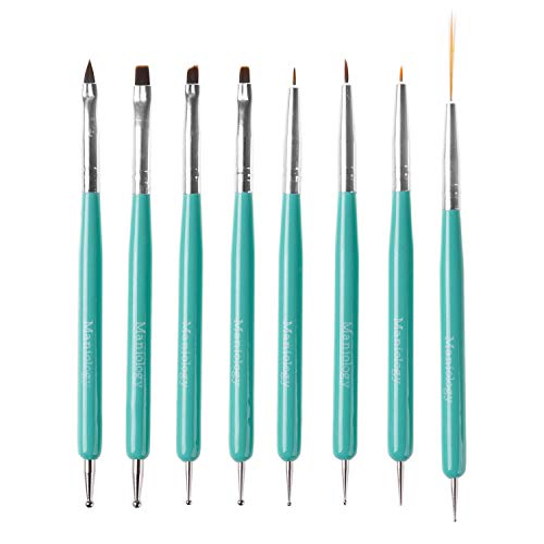 Maniology Super Cute Turquoise 8pc Dual Sided Nail Art Brush and Dotting Tool Set