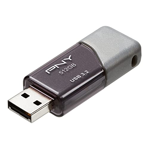 PNY Flash Drive Turbo Attache 3 USB 3.2 de 512 GB, 100 MB/s, prata (pacote com 1)