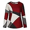 TURWXGSO Jumpers for Women UK Loose Comfy Lightweight Long Sleeve Elegant Crewneck Knit Tops Geometric Print Sweater Casual Pullovers Fleece Color Block Sweater Jumper Tops Plus Size #4