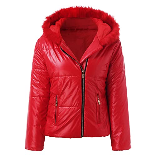Veste en coton femme rouge avec capuche pour les jours de pluie