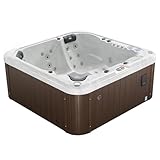 CANADIAN SPA CO. London AI Hot Tub | 6-Person 44-Jet | 213 x 213 cm Square, with Cover, LED Lighting, Heating and 44 Hydrotherapy massage Jets, Year-Round Use