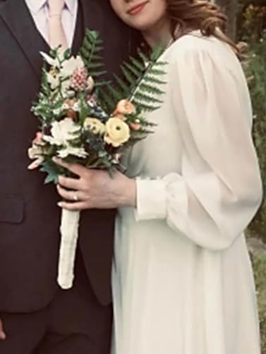 Tulle Lace Wedding Dresses for Bride 2025 Simple Long Sleeve Wedding Gown Tea Length Bridal Shower Dress4