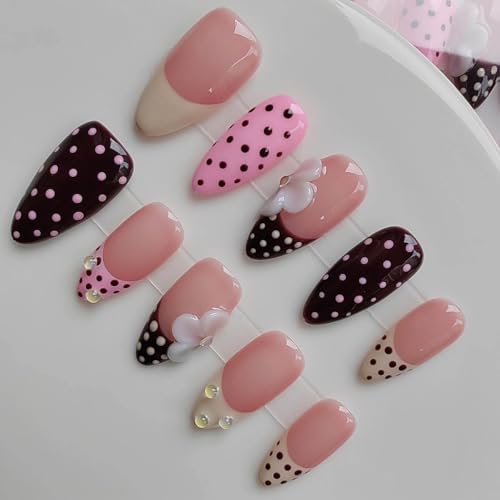 Gleamrain Almond Handmade Press on Nails Medium Length Professional Nail