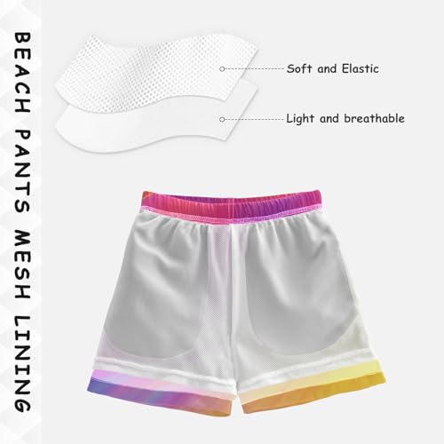 Pigsaly Boys Swim Trunks Colorful Orange Pink Gradient Boys Board Shorts Swimsuit Swimwear Summer Bathing Suit XS4