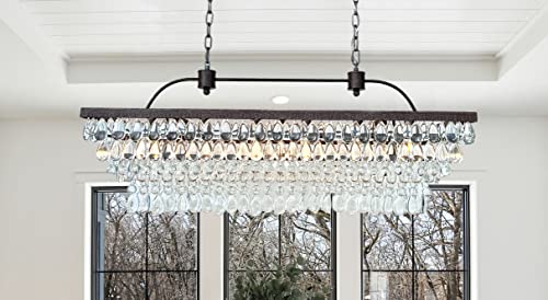 Lightupmyhome The Weston - Rectangle Chandeliers For Dining Room Decor, Versatile Modern Light Fixture, Quality Crystal Chandeliers For Decoration, Chandelier Crystals 40" L X 14" W X 15.5" H #TOP6