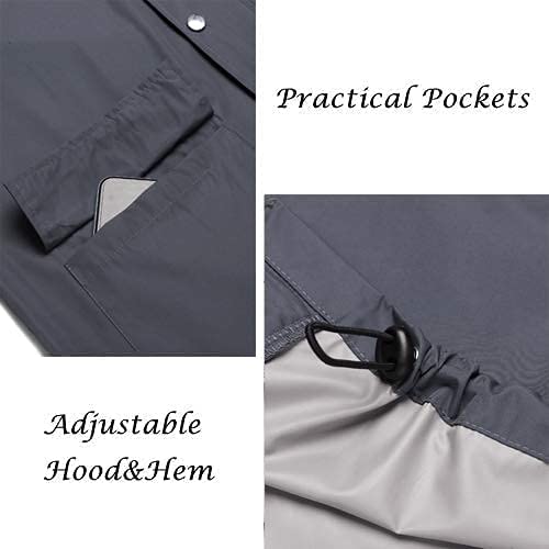 Image of Men's Polyester Double-Layer Long Raincoat Poncho with Pockets, Adjustable Cap and Cover