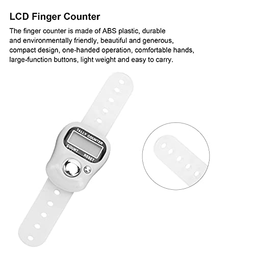 Dedo Tally, 0 a 99999 Contador Digital Reinicializável 5 Dígitos para Andar(Branco)