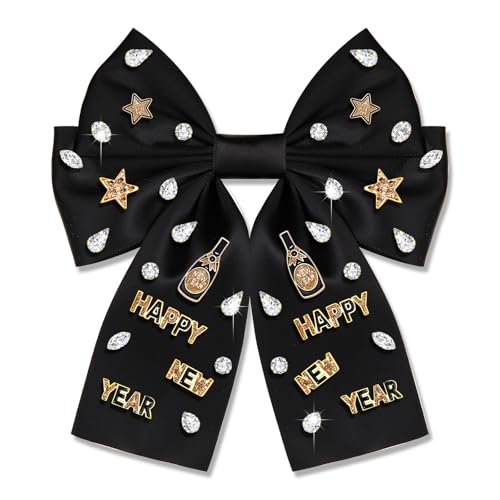 Happy New Year Hair Bows for Women - Eve Hair Clips, Glitter Star...