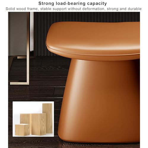 Taburete de tocador ergonómico de madera con cojín mullido para dormitorio 8