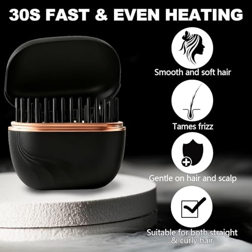 Mini plancha para cabello recargable portátil negro miniatura 2