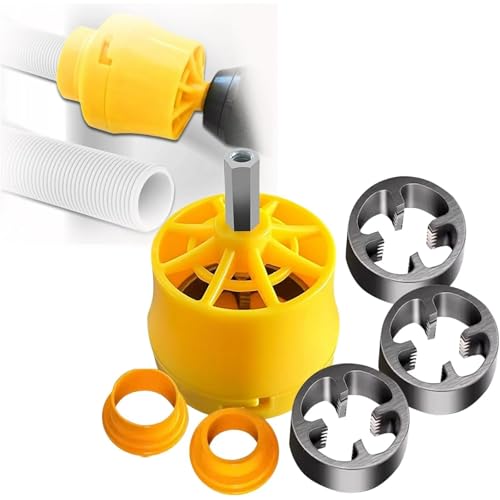 Enhebrador de tubos de PVC, herramienta para hacer roscas de PVC para taladro eléctrico, juego de troqueles de grifo de tubo de plástico, juego de enhebrador de tubos de PVC con 3 troqueles de 1/2
