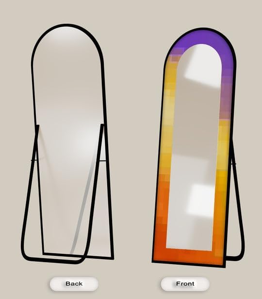 23,5’’W x 67’’H NeonGlow Radiance – Abstract Floor Mirror Arched Full Lenght Mirror - Arch Full Body Stained Floor Mirror with Black Frame with Silver Frame