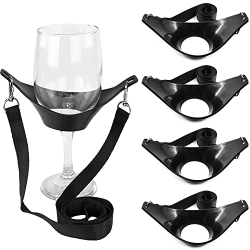 Zariocy Collier Porte Verre à Vin, 4 Pièces Cordons De Verre à Vin Réglables, Porte-gobelet avec Sangle De Cou, Portable Lanière De Joug De Vin Support De Support De Verre Sangles pour La Fête des Cover