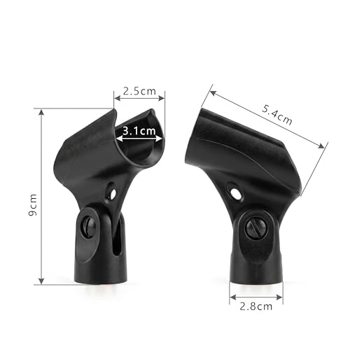 Image of CLAPONE Microphone Mic Holder, Adjustable Angle Clip for Stand Rubber Flexible Microphone Clip Black Wireless Clamp for Mics Stand Handheld (Black, New Mic Holder (2PCS))